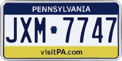 PA license plate JXM7747