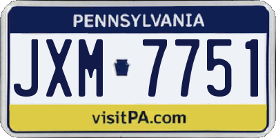 PA license plate JXM7751