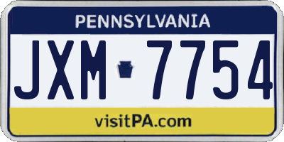 PA license plate JXM7754