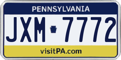 PA license plate JXM7772