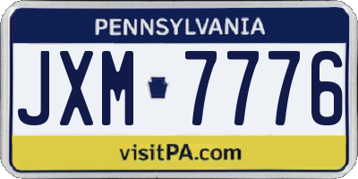 PA license plate JXM7776
