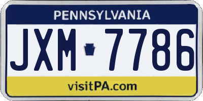 PA license plate JXM7786