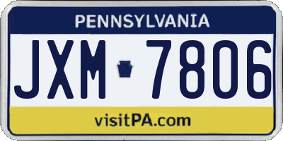 PA license plate JXM7806