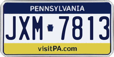 PA license plate JXM7813