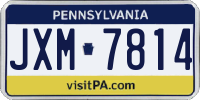 PA license plate JXM7814