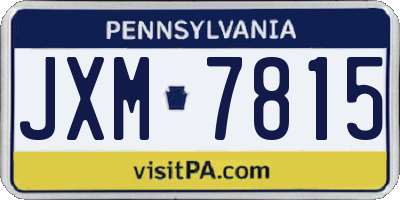 PA license plate JXM7815