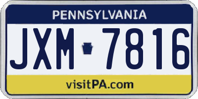 PA license plate JXM7816