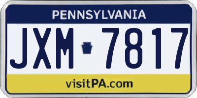 PA license plate JXM7817