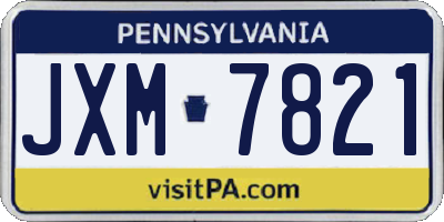PA license plate JXM7821