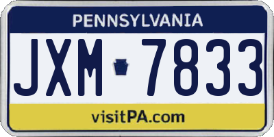 PA license plate JXM7833
