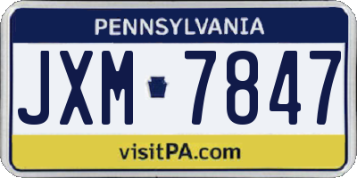 PA license plate JXM7847