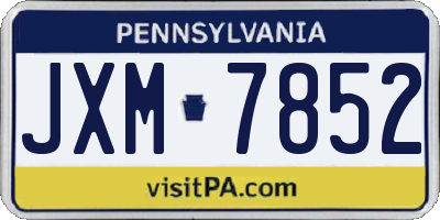 PA license plate JXM7852