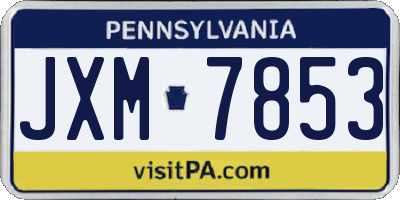 PA license plate JXM7853