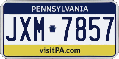 PA license plate JXM7857
