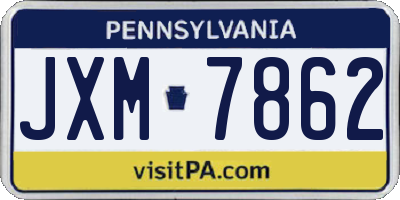 PA license plate JXM7862
