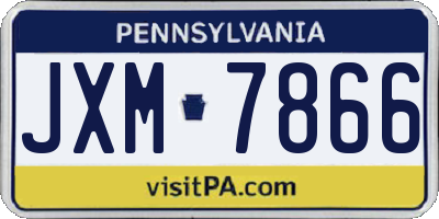 PA license plate JXM7866