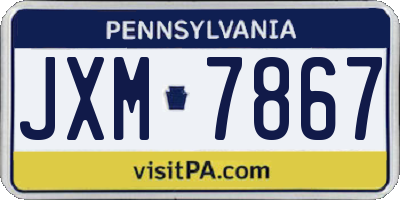 PA license plate JXM7867