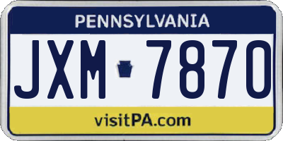 PA license plate JXM7870