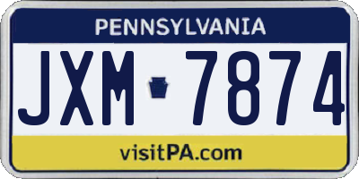 PA license plate JXM7874
