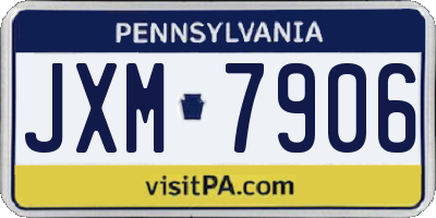 PA license plate JXM7906