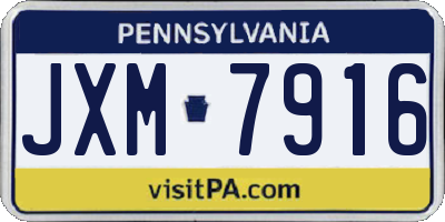 PA license plate JXM7916