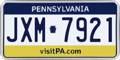 PA license plate JXM7921