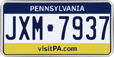 PA license plate JXM7937