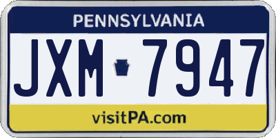 PA license plate JXM7947