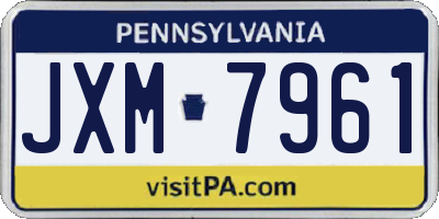 PA license plate JXM7961