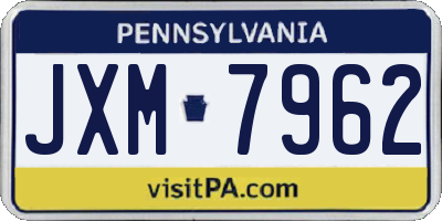 PA license plate JXM7962