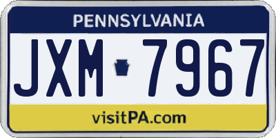 PA license plate JXM7967