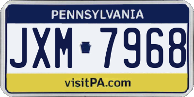 PA license plate JXM7968