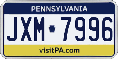 PA license plate JXM7996