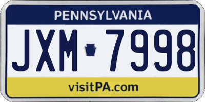 PA license plate JXM7998
