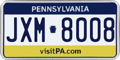 PA license plate JXM8008