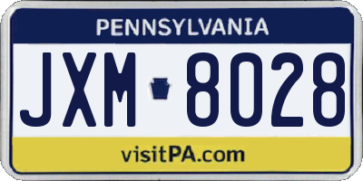 PA license plate JXM8028