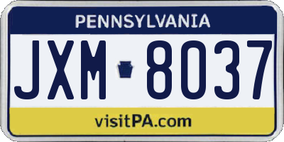 PA license plate JXM8037