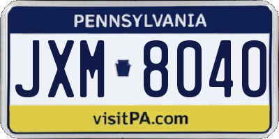 PA license plate JXM8040