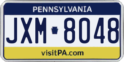 PA license plate JXM8048