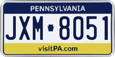 PA license plate JXM8051