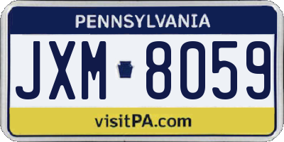 PA license plate JXM8059
