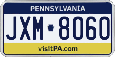 PA license plate JXM8060