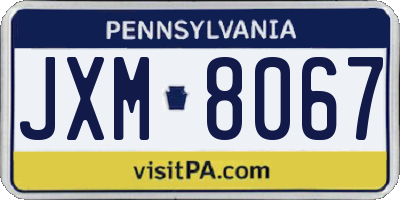 PA license plate JXM8067