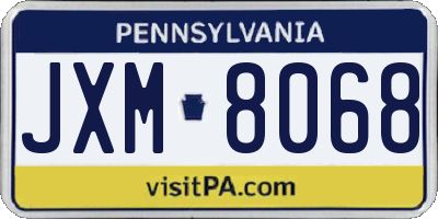 PA license plate JXM8068