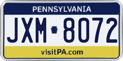 PA license plate JXM8072
