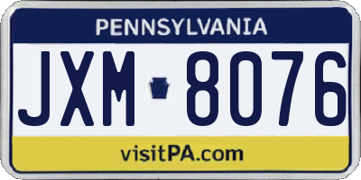 PA license plate JXM8076