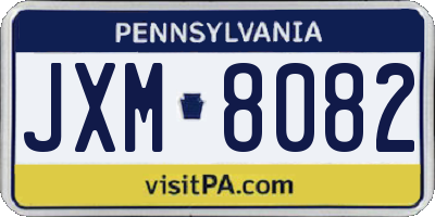 PA license plate JXM8082