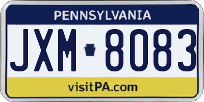 PA license plate JXM8083