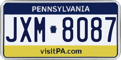 PA license plate JXM8087
