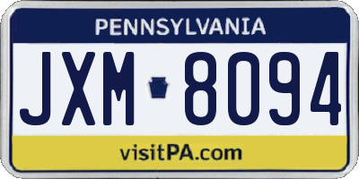 PA license plate JXM8094